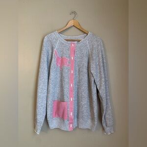Vintage grandma sweatshirt, appliqué cats kitty cardigan cat buttons
Pink gray